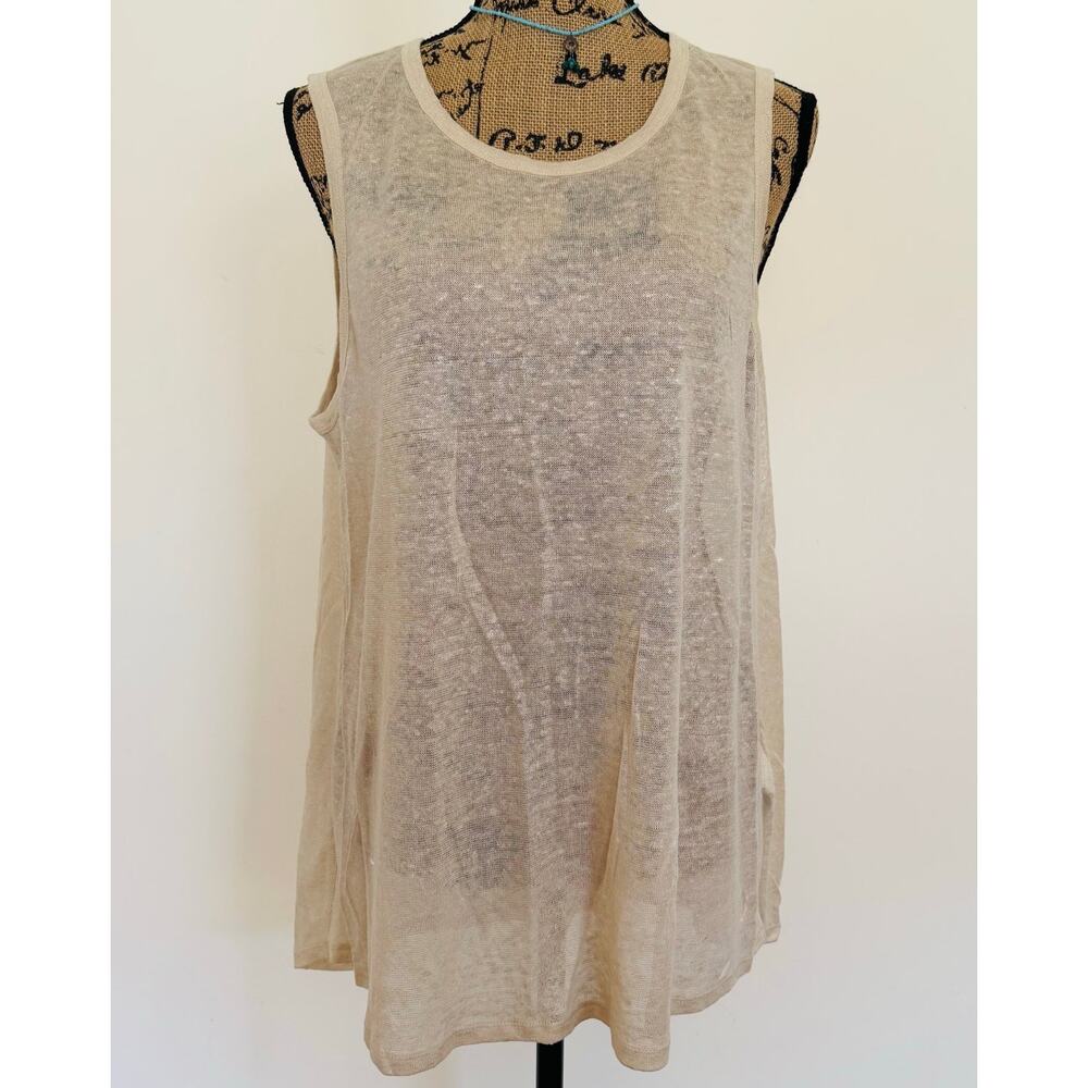 Banana Republic Womens Linen Skinny Ivory Cream Sleeveless Tank Top Sz Large NEW